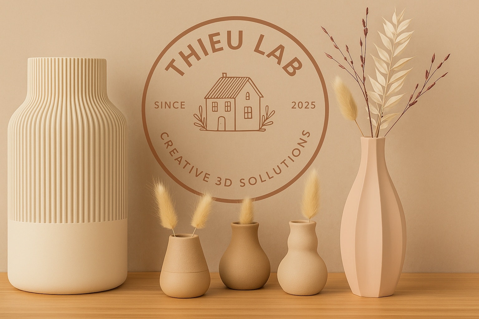 3D-geprinte vazen en decoratieve objecten